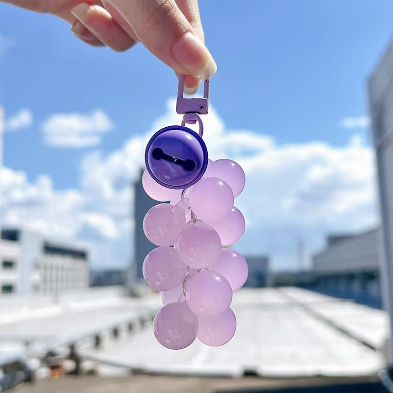 Acrylic grape phone charm with included phone strap mounting tab
