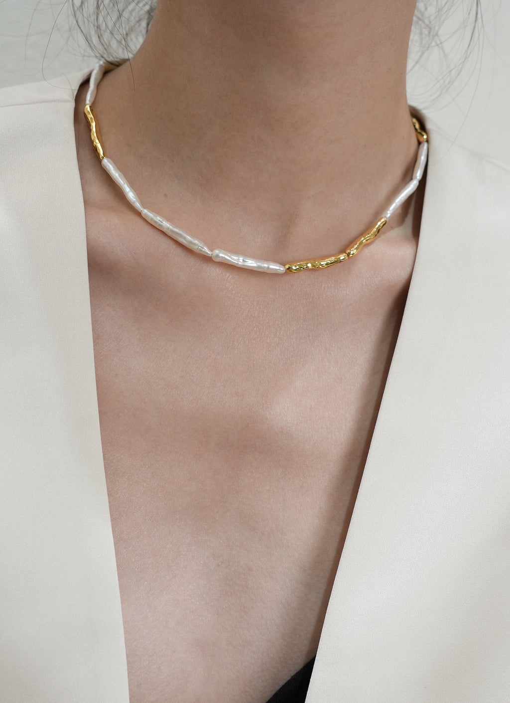 Natural Baroque Pearl Necklace & Drop Earrings | Toothpick Pearl Jewelry Set