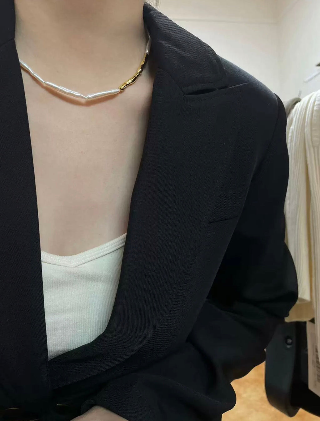 Natural Baroque Pearl Necklace & Drop Earrings | Toothpick Pearl Jewelry Set