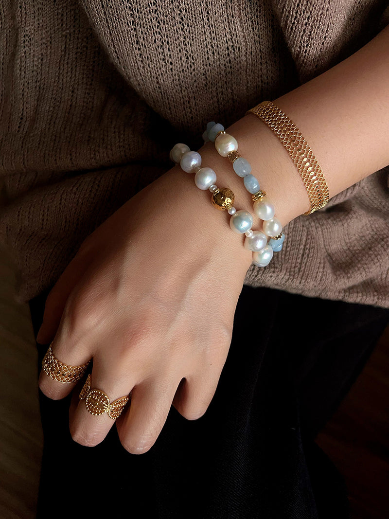 Convertible Freshwater Pearl Bracelet & Extender Chain – 18K Gold/Silver Plated Multi-Way Jewelry