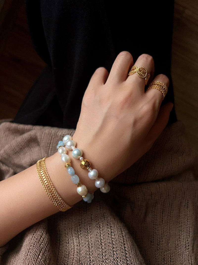 Convertible Freshwater Pearl Bracelet & Extender Chain – 18K Gold/Silver Plated Multi-Way Jewelry