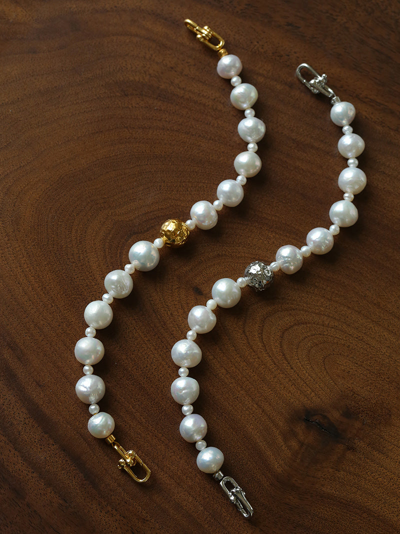 Convertible Freshwater Pearl Bracelet & Extender Chain – 18K Gold/Silver Plated Multi-Way Jewelry