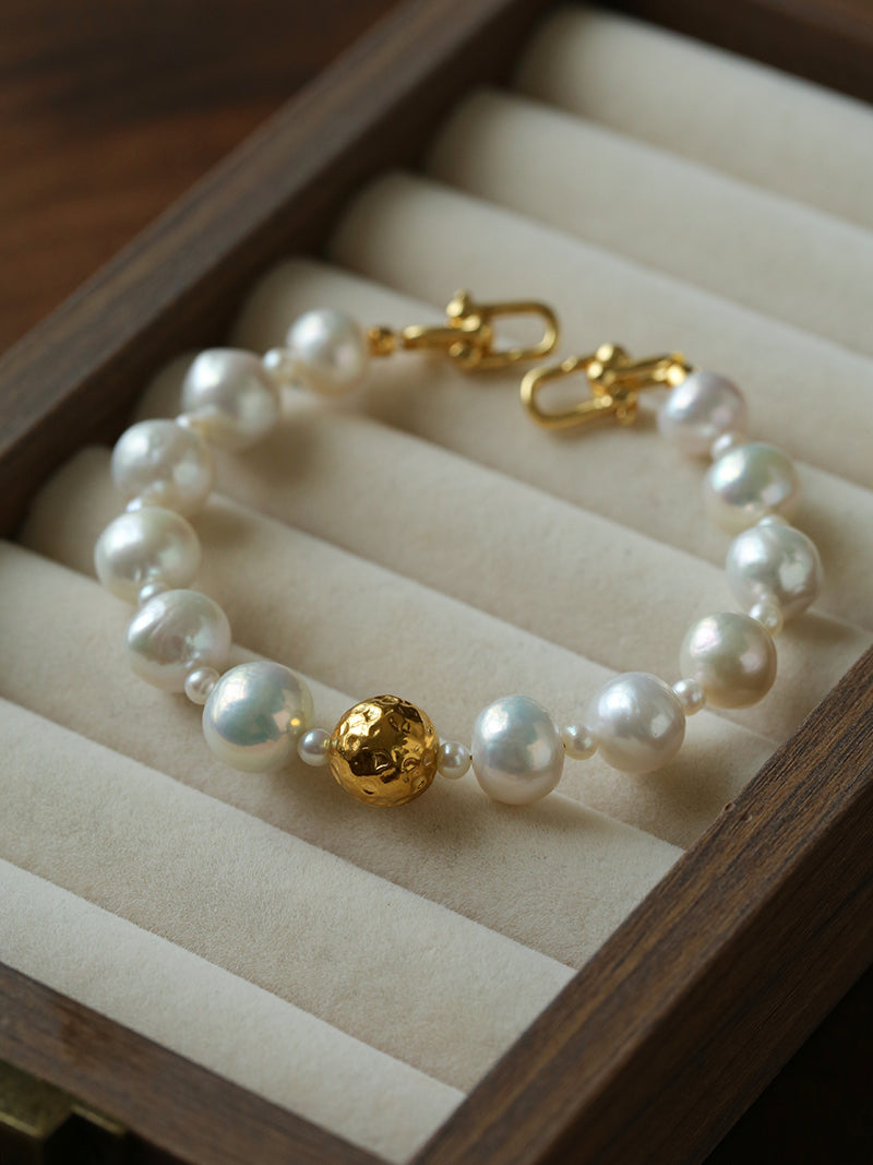 Convertible Freshwater Pearl Bracelet & Extender Chain – 18K Gold/Silver Plated Multi-Way Jewelry