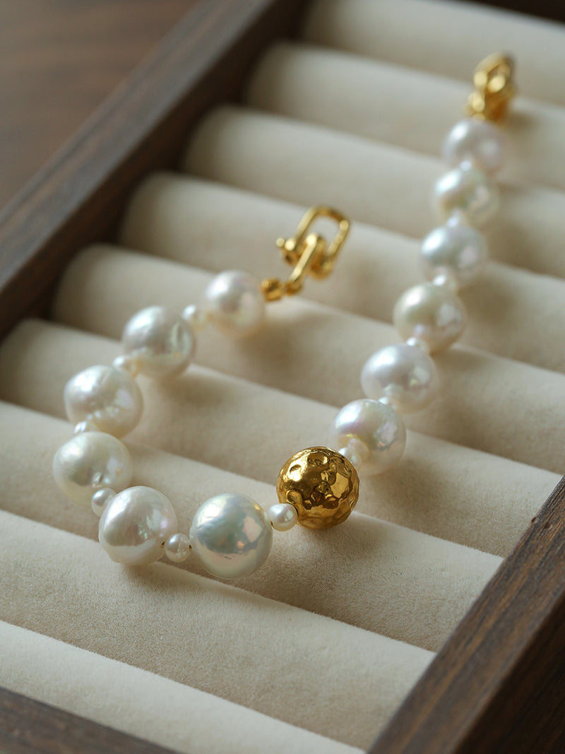Convertible Freshwater Pearl Bracelet & Extender Chain – 18K Gold/Silver Plated Multi-Way Jewelry