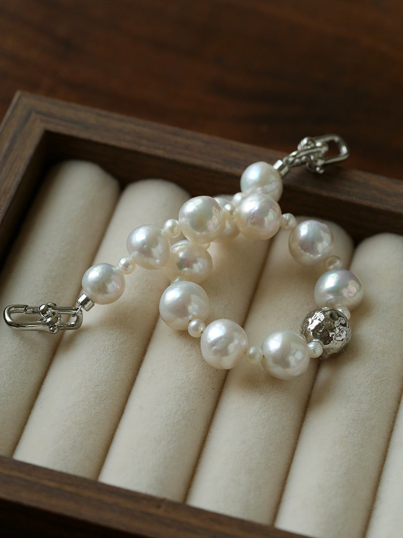 Convertible Freshwater Pearl Bracelet & Extender Chain – 18K Gold/Silver Plated Multi-Way Jewelry