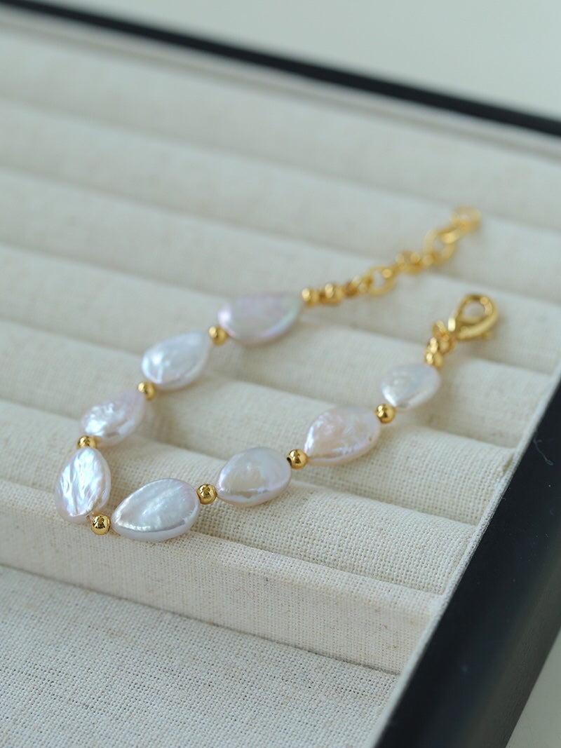 Natural Teardrop Baroque Freshwater Pearl Necklace, Bracelet & Jewelry Set | 18K Gold Plated