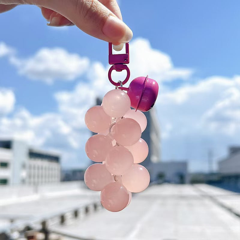 UV activated grape bead keychain for handbag and backpack decoration