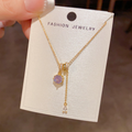 Purple Crystal Necklace – Delicate Tassel Pendant