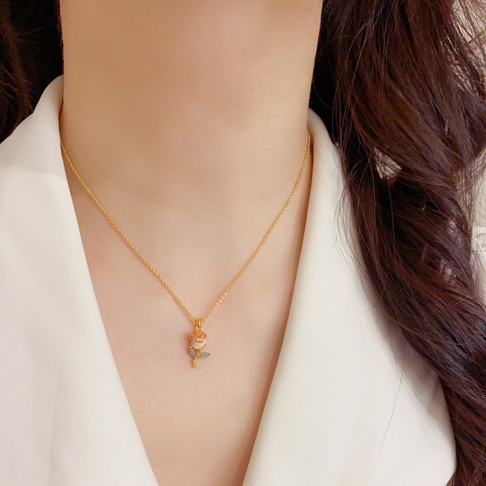 Rose Flower Necklace – Romantic 3D Floral Pendant