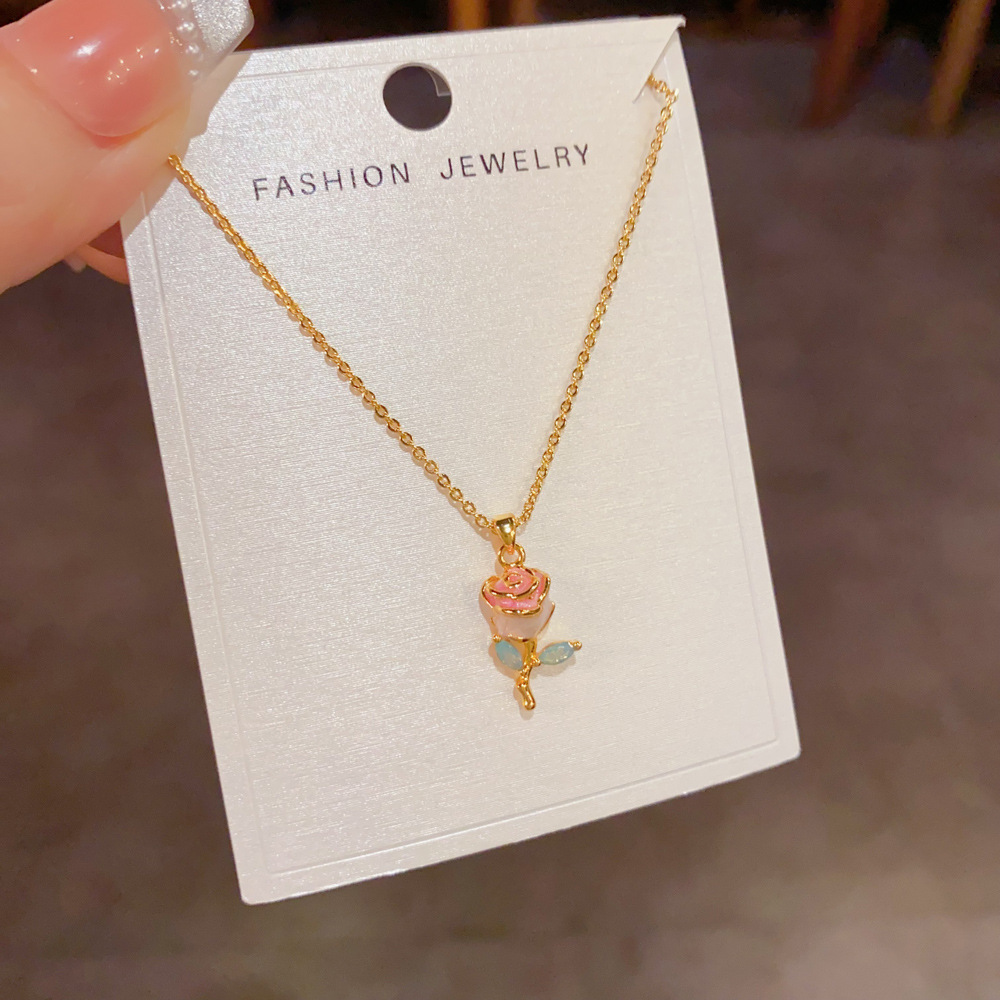 Rose Flower Necklace – Romantic 3D Floral Pendant