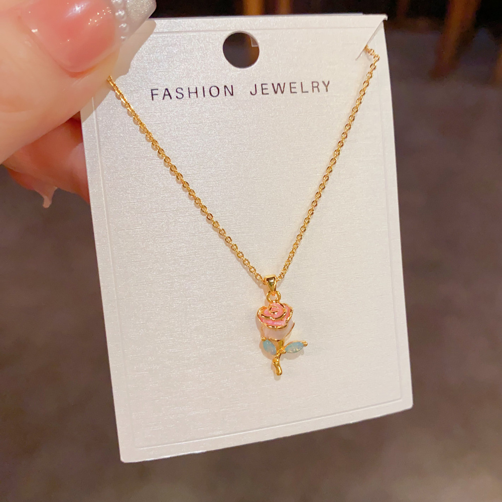 Rose Flower Necklace – Romantic 3D Floral Pendant