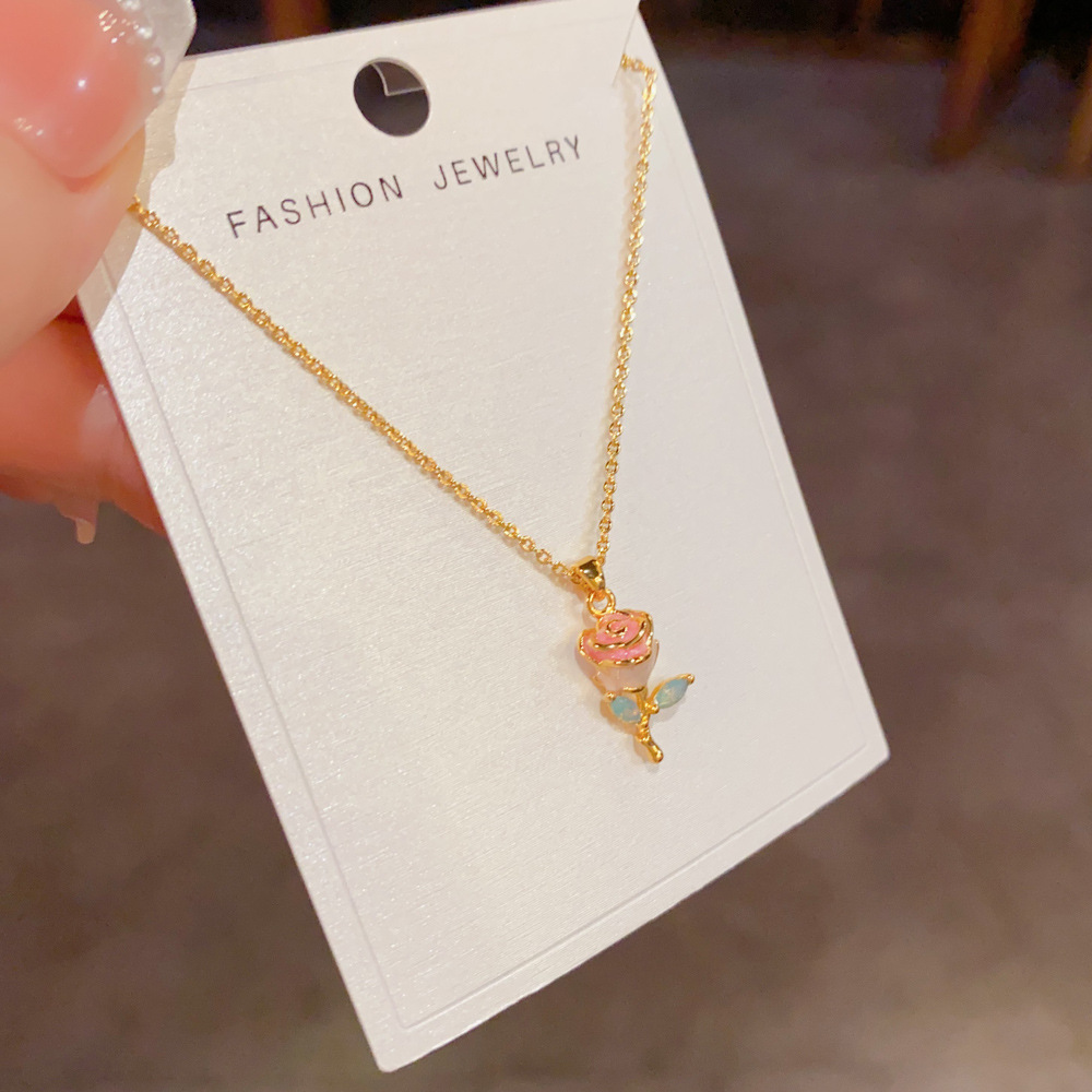 Rose Flower Necklace – Romantic 3D Floral Pendant