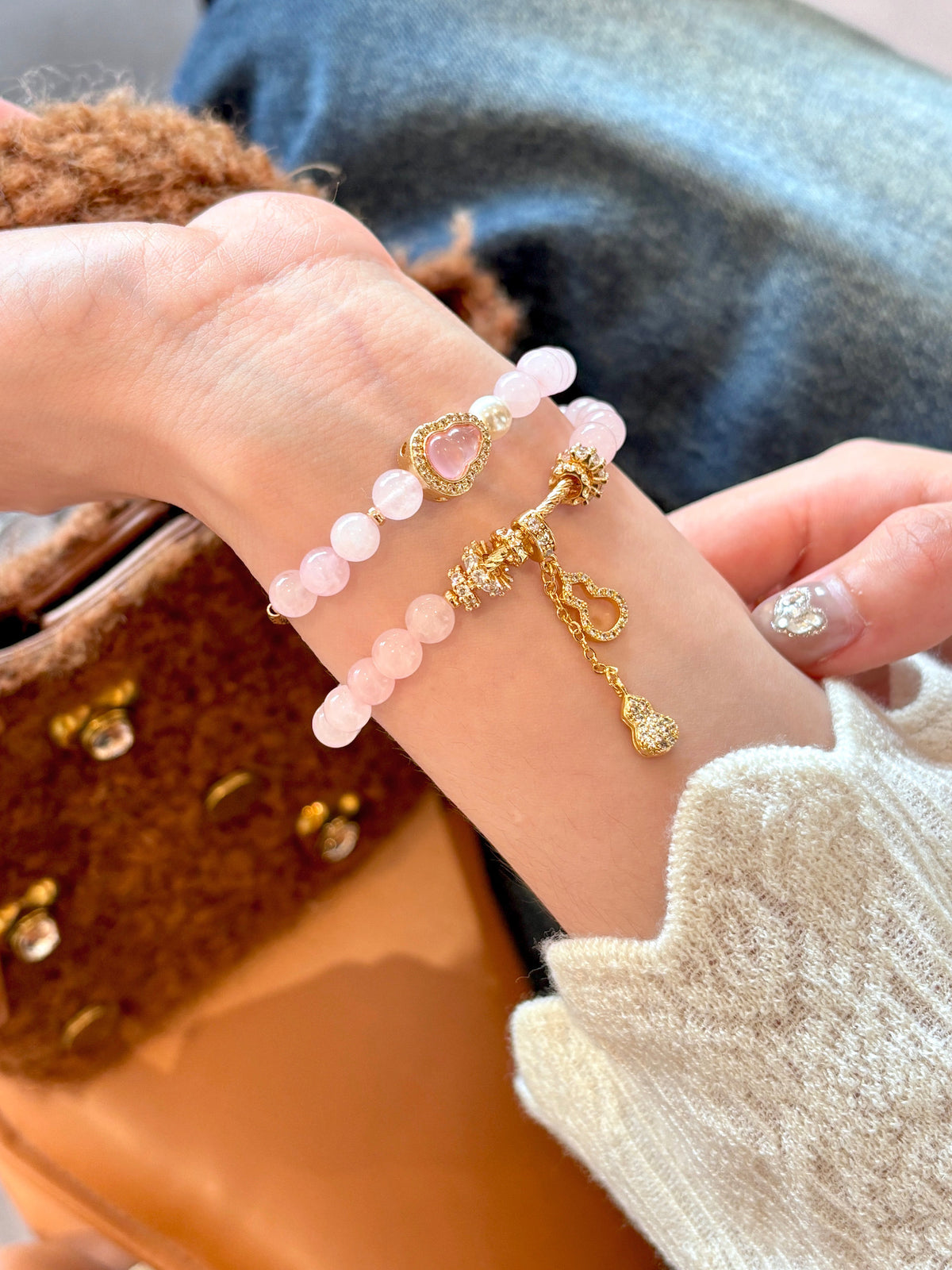 Citrine Gourd Bracelet for Women | Natural Crystal Beaded Bracelet with Polished Lucky Charm Design