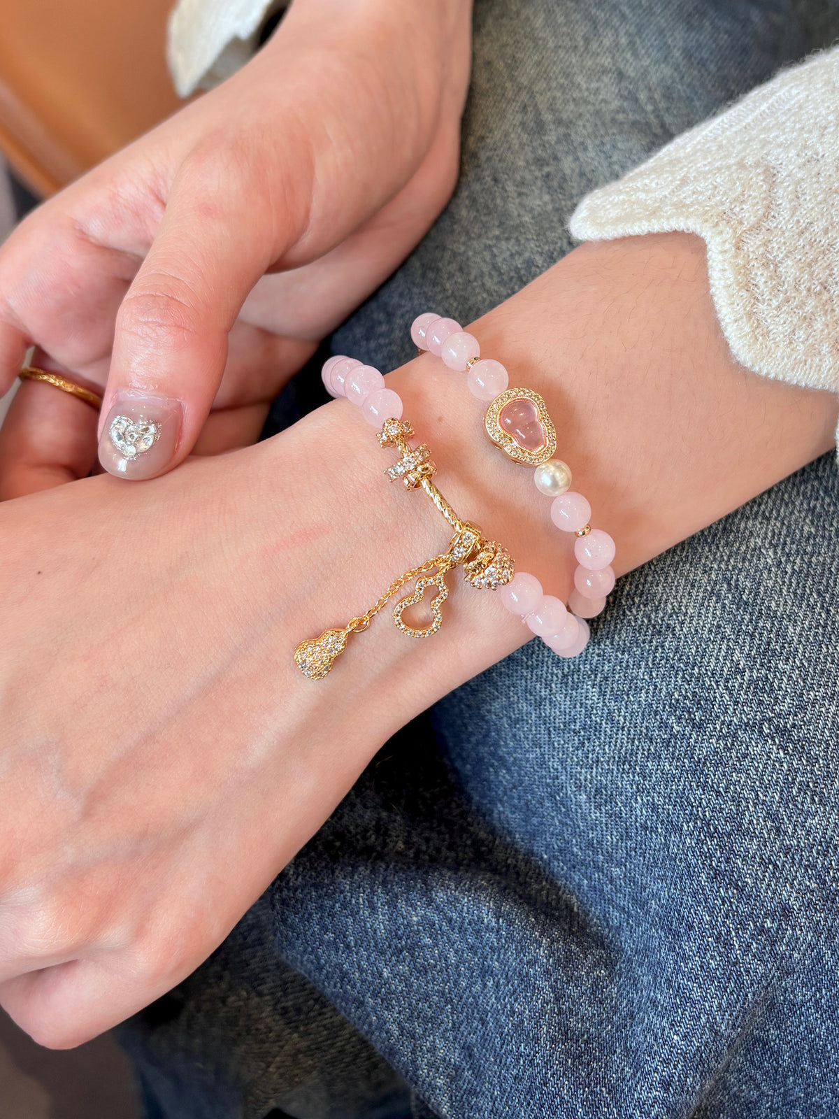Citrine Gourd Bracelet for Women | Natural Crystal Beaded Bracelet with Polished Lucky Charm Design