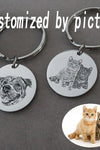 Pet souvenir dog keychain custom engrave custom dog tag name engraving Dog picture custom necklace