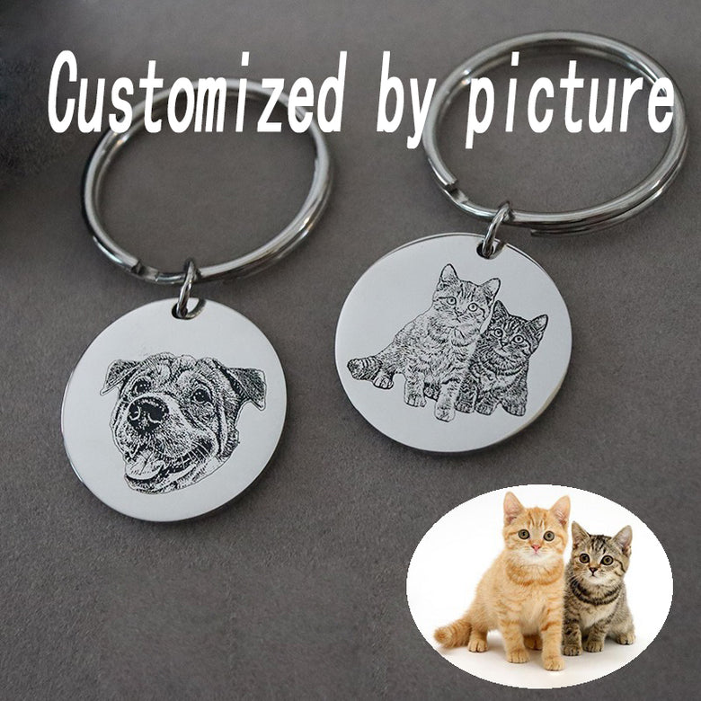 Pet souvenir dog keychain custom engrave custom dog tag name engraving Dog picture custom necklace