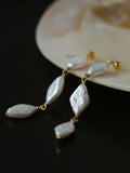 Baroque Pearl Drop Earrings, Natural Freshwater Pearl Dangle Earrings, Diamond & Multi-Shape Pearl Earrings with 925 Silver Posts