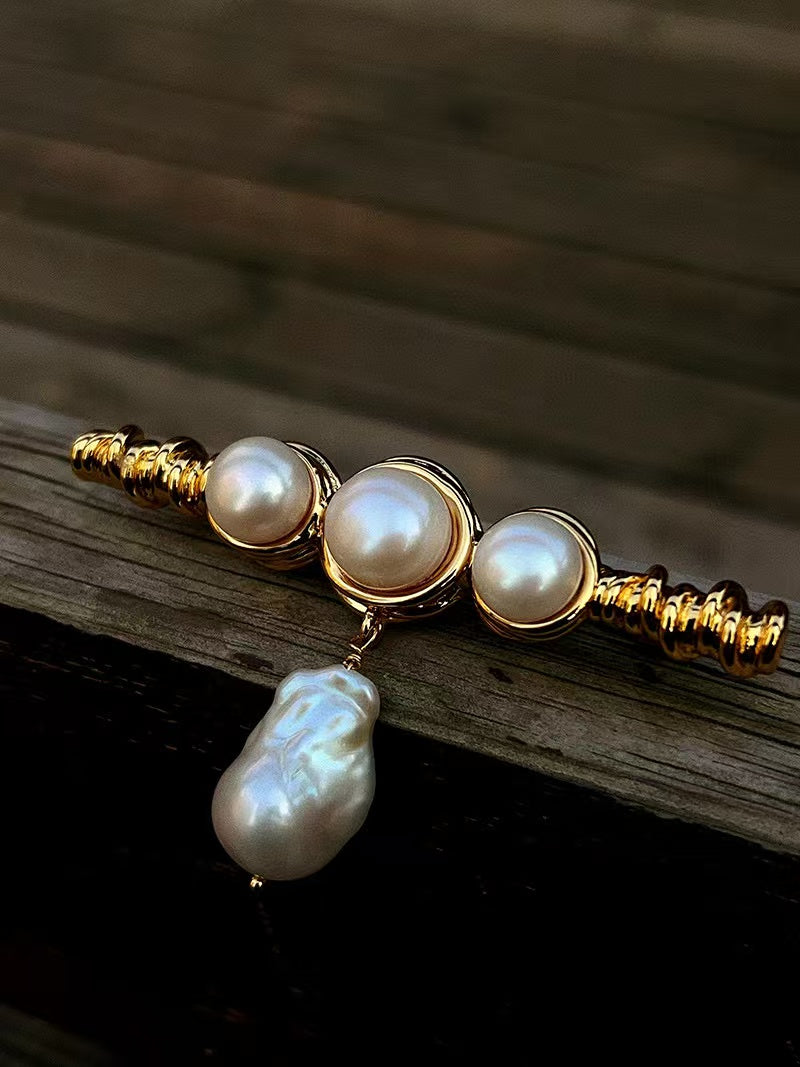 Natural Baroque Pearl Brooch | Freshwater Pearl Drop Pin Jewelry