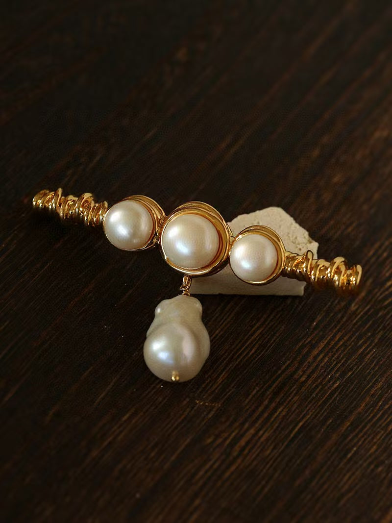 Natural Baroque Pearl Brooch | Freshwater Pearl Drop Pin Jewelry