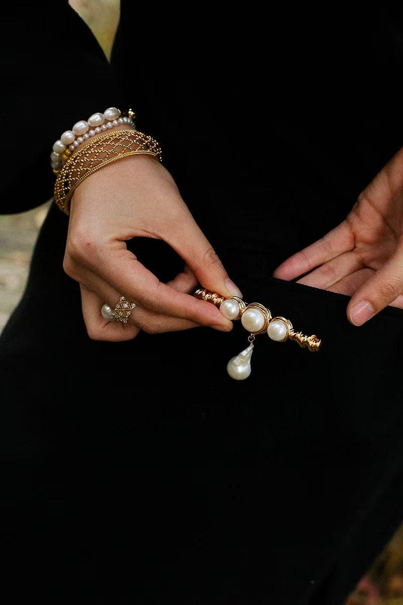 Natural Baroque Pearl Brooch | Freshwater Pearl Drop Pin Jewelry
