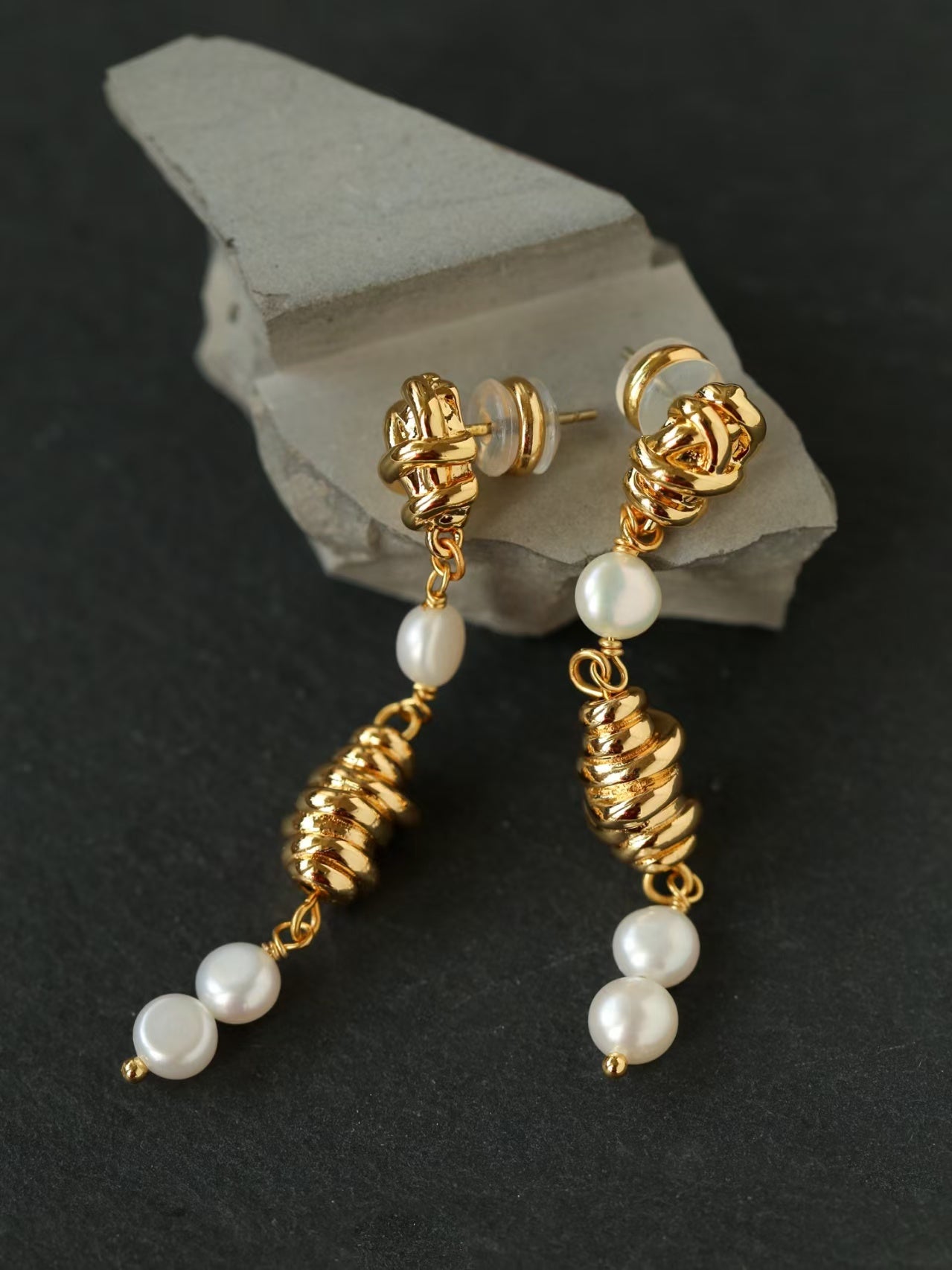 Goossens Riviera Freshwater Pearl Drop Earrings | Short, Long Tassel & Baroque Pearl | 18K Gold Plated
