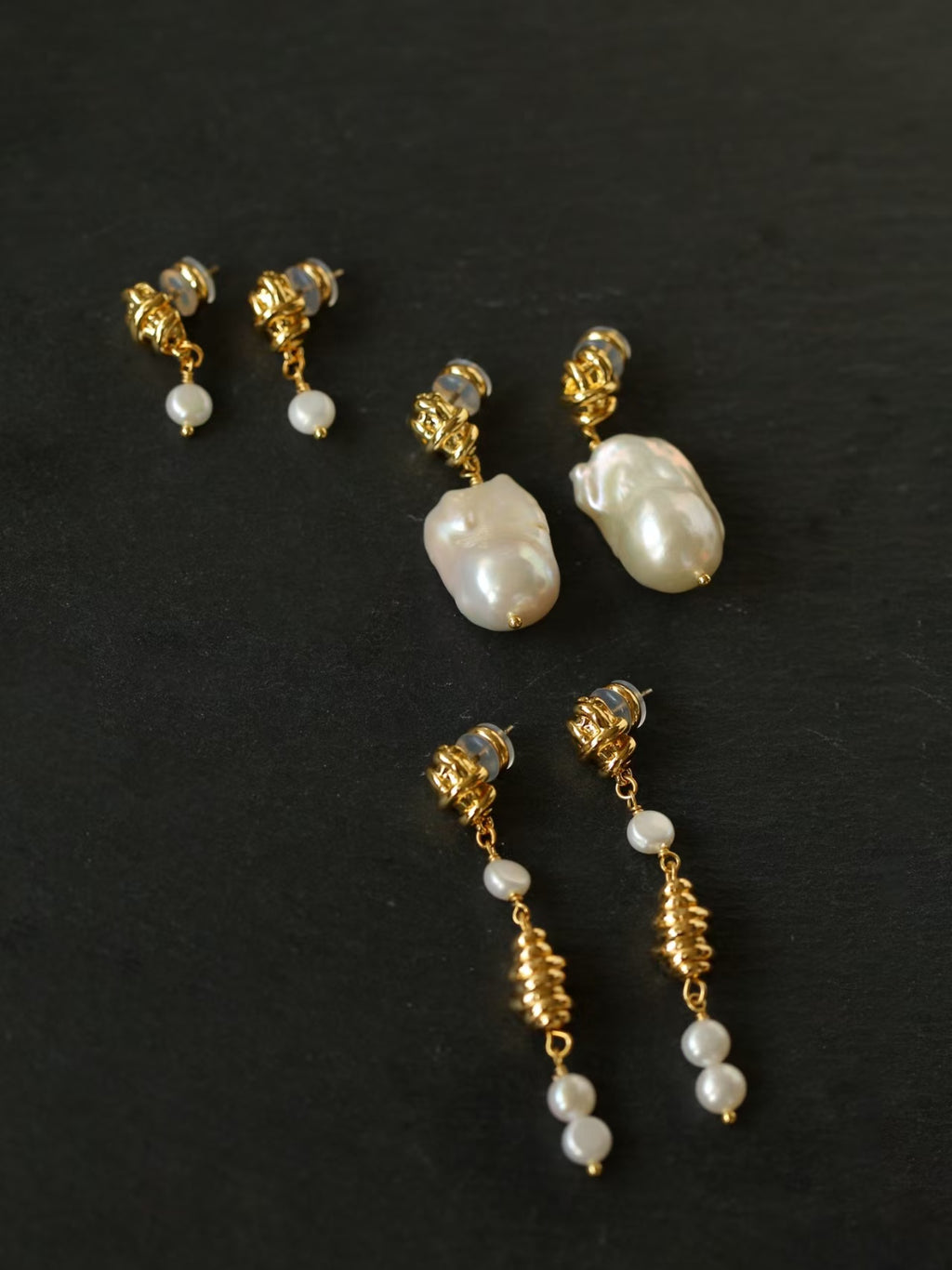 Goossens Riviera Freshwater Pearl Drop Earrings | Short, Long Tassel & Baroque Pearl | 18K Gold Plated