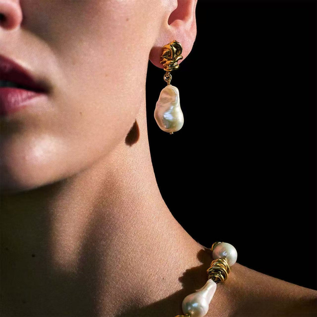 Goossens Riviera Freshwater Pearl Drop Earrings | Short, Long Tassel & Baroque Pearl | 18K Gold Plated