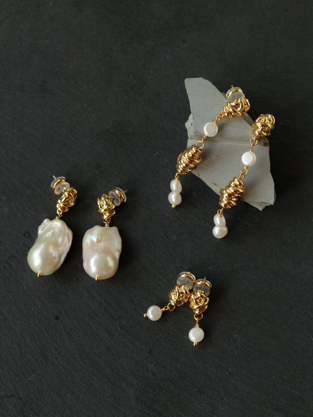 Goossens Riviera Freshwater Pearl Drop Earrings | Short, Long Tassel & Baroque Pearl | 18K Gold Plated