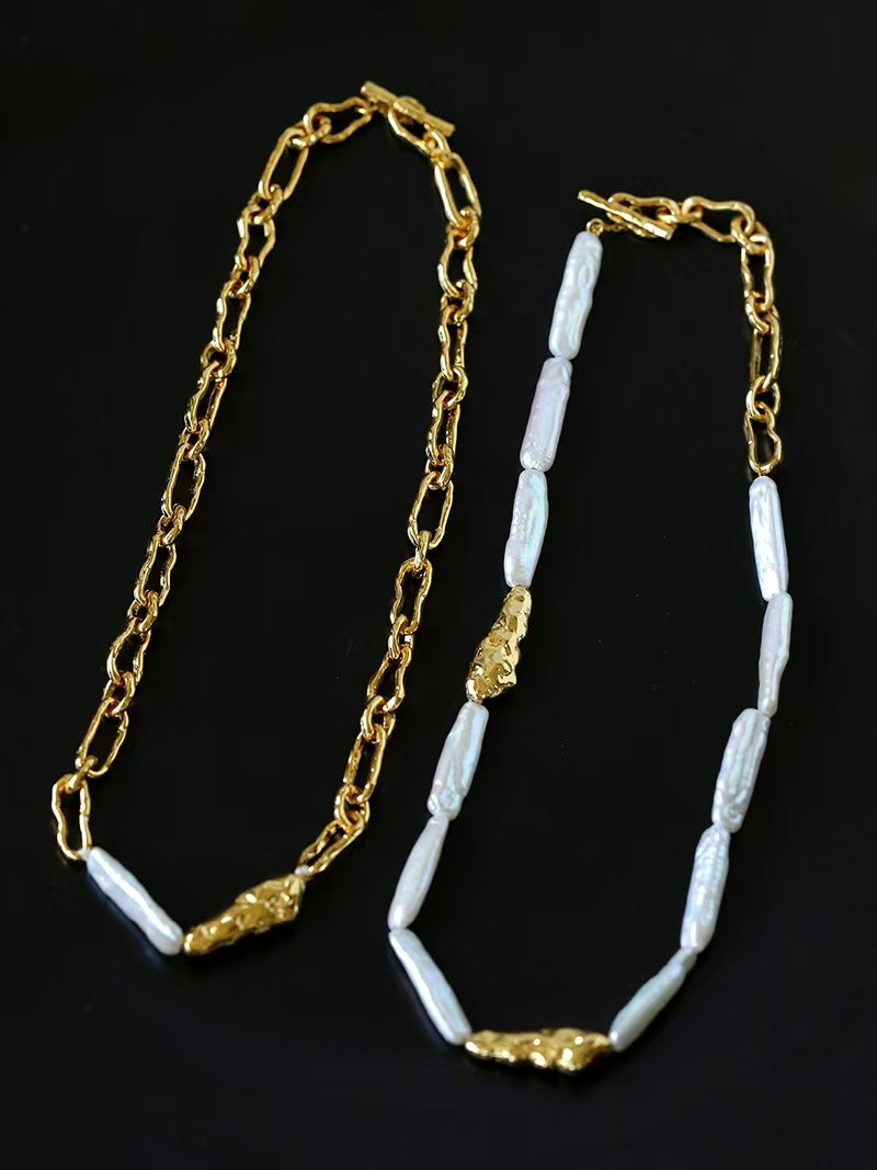 Natural Baroque Pearl Necklace & Drop Earrings | Toothpick Pearl Jewelry Set