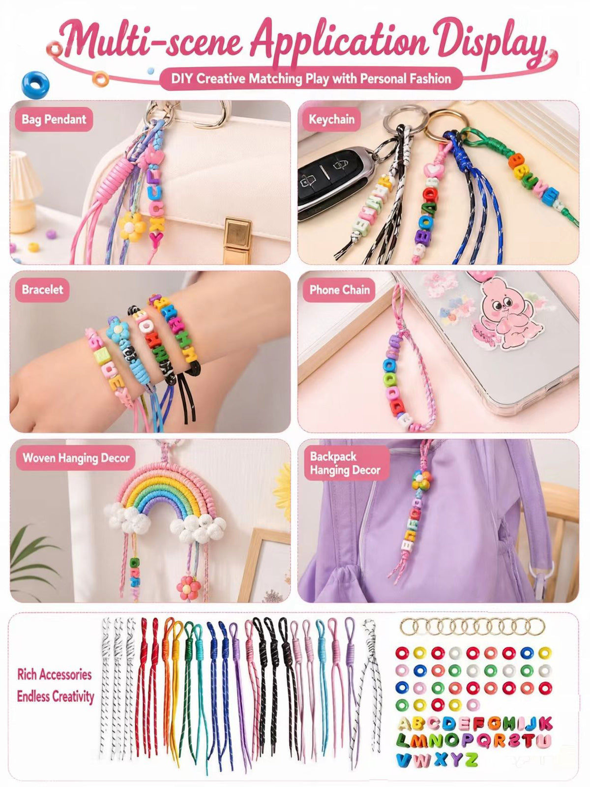 Handmade bracelet and keychain DIY kit