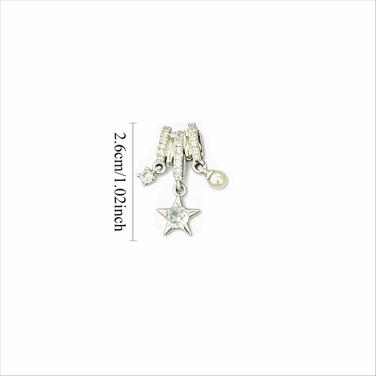 Star Pearl Zircon Pendant Necklace | Large-Hole Five-Point Star Charm | Gold-Tone Silver-Tone Copper O-Link Lip Chain