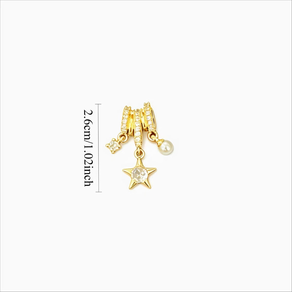 Star Pearl Zircon Pendant Necklace | Large-Hole Five-Point Star Charm | Gold-Tone Silver-Tone Copper O-Link Lip Chain