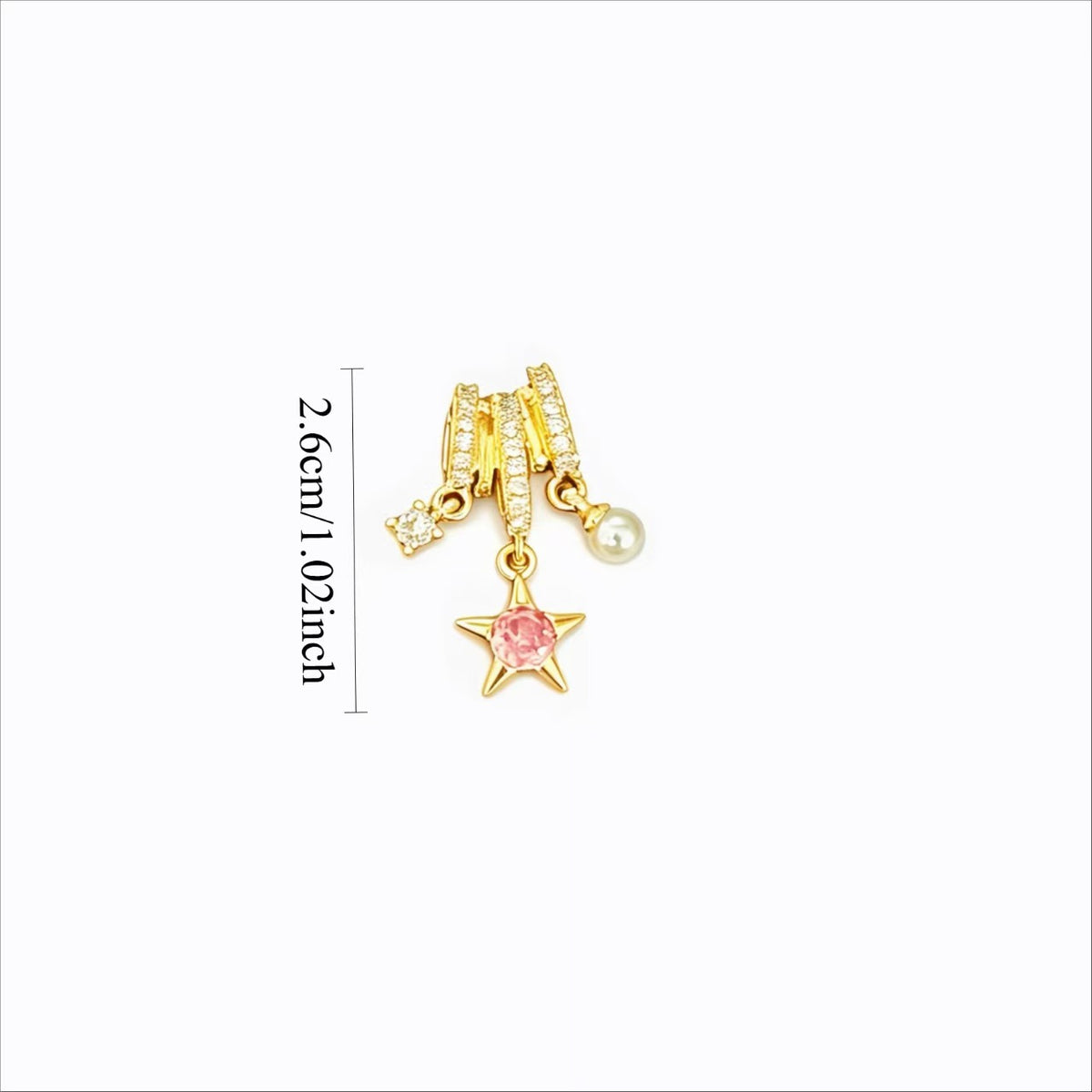 Star Pearl Zircon Pendant Necklace | Large-Hole Five-Point Star Charm | Gold-Tone Silver-Tone Copper O-Link Lip Chain