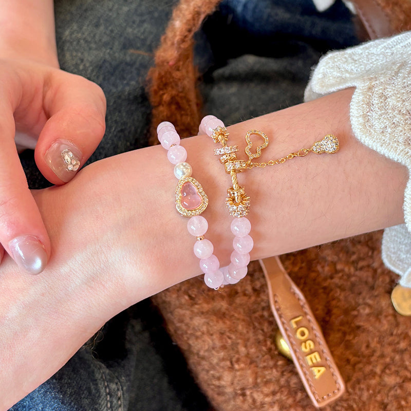 Citrine Gourd Bracelet for Women | Natural Crystal Beaded Bracelet with Polished Lucky Charm Design