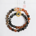 Natural Black Gold Super Seven Crystal & Silver Obsidian Double Wrap Bracelet – Boho Gemstone Statement Jewelry