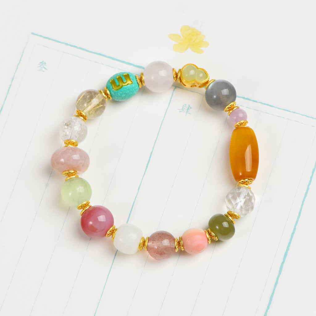 Natural Multi-Gemstone Bracelet for Women | Colorful Crystal Beaded Statement Jewelry