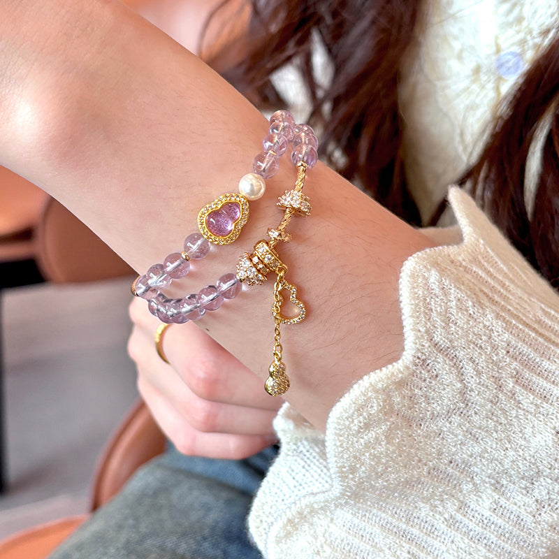 Citrine Gourd Bracelet for Women | Natural Crystal Beaded Bracelet with Polished Lucky Charm Design