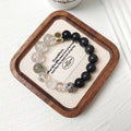 Men's Black Obsidian, Hematite & Quartz Beaded Bracelet | Natural Gemstone Jewelry