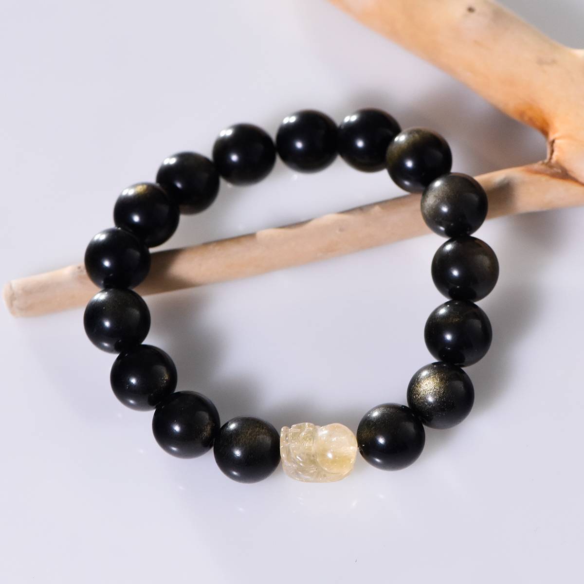 Gold Obsidian & Citrine Pi Xiu Bracelet for Women, Men & Couples