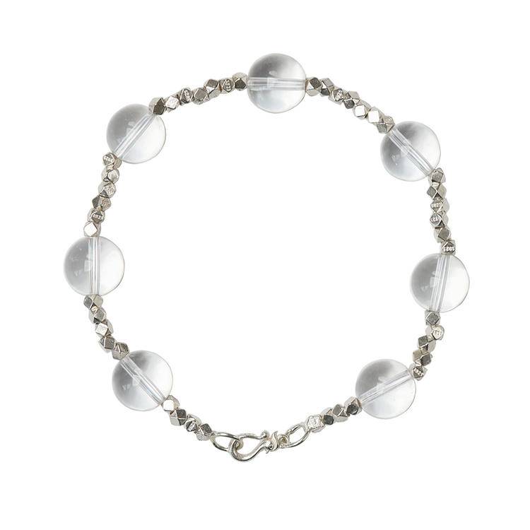 Natural White Crystal Bracelet for Women | 925 Sterling Silver Beaded Minimalist Jewelry