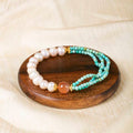 Almond Blossom Inspired Natural Gemstone Bracelet for Women | Turquoise Pearl & Agate Beaded Jewelry