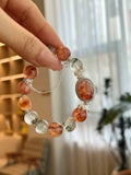 Wood Fire Inspired Gemstone Bracelet | Red Hematoid Quartz & Phantom Quartz