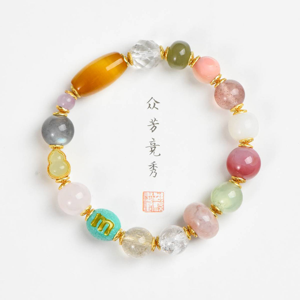 Natural Multi-Gemstone Bracelet for Women | Colorful Crystal Beaded Statement Jewelry