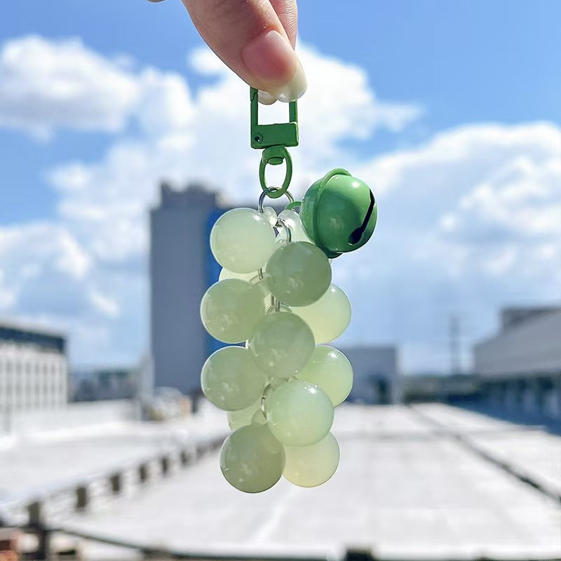 Green UV reactive grape bead keychain for bags and phones