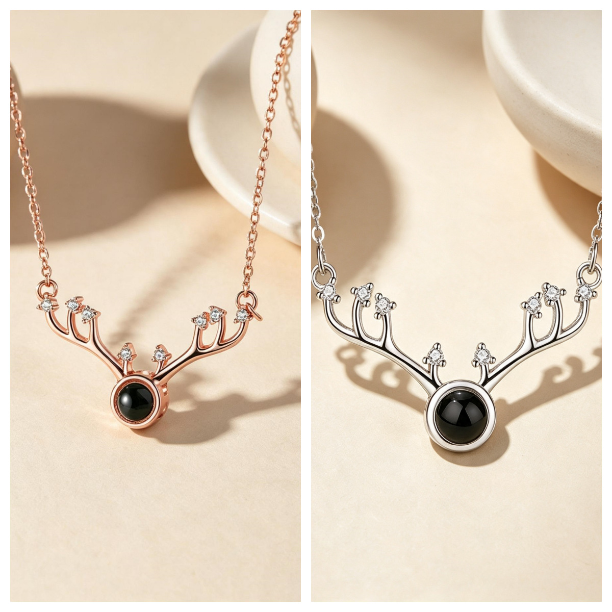 Antler personalized projection necklace