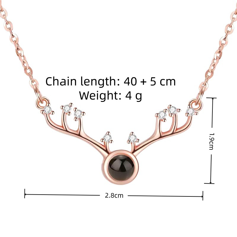 Antler custom photo projection necklace for couples