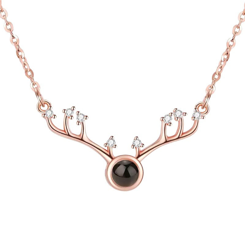 Personalized antler projection necklace with custom message