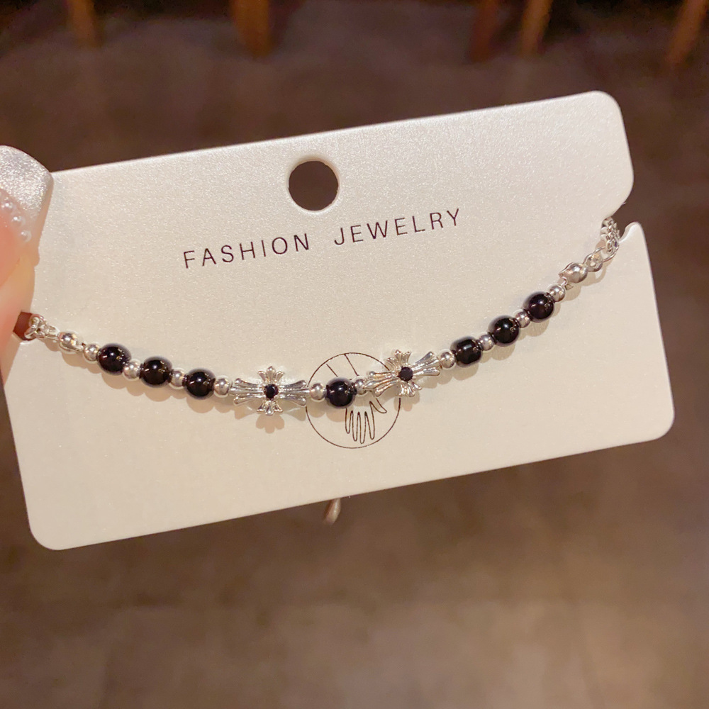 Black and silver beaded bracelet