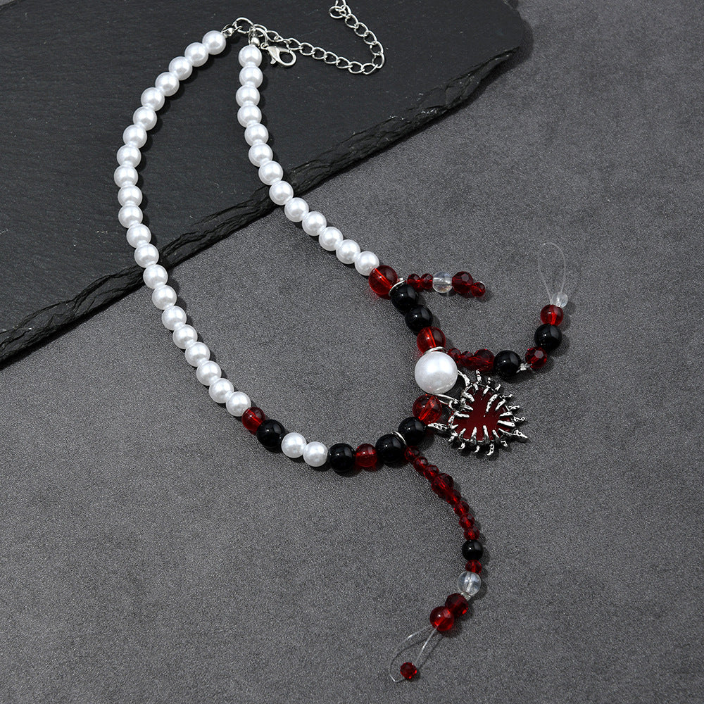 Pearl Blood Drop Necklace for Women | Punk Heavyweight Dark Necklace | Halloween Cool Girl Gothic Trendy Accessory