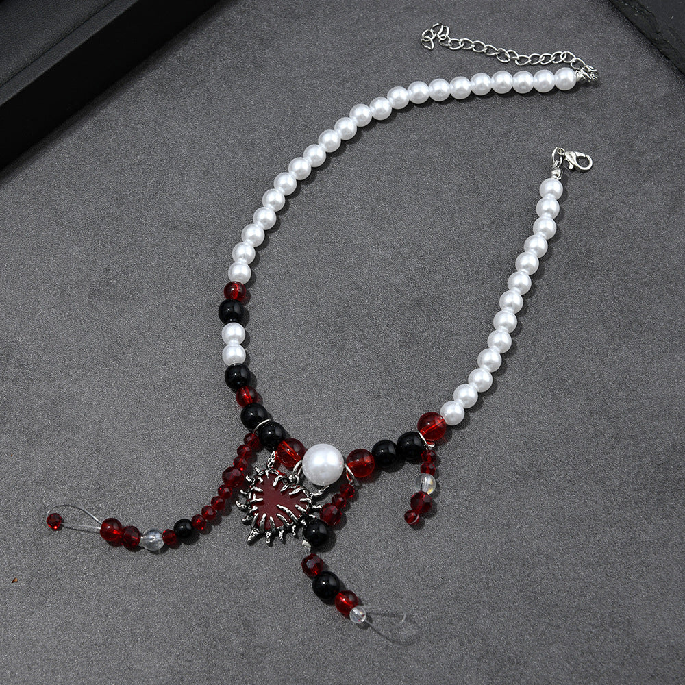 Pearl Blood Drop Necklace for Women | Punk Heavyweight Dark Necklace | Halloween Cool Girl Gothic Trendy Accessory